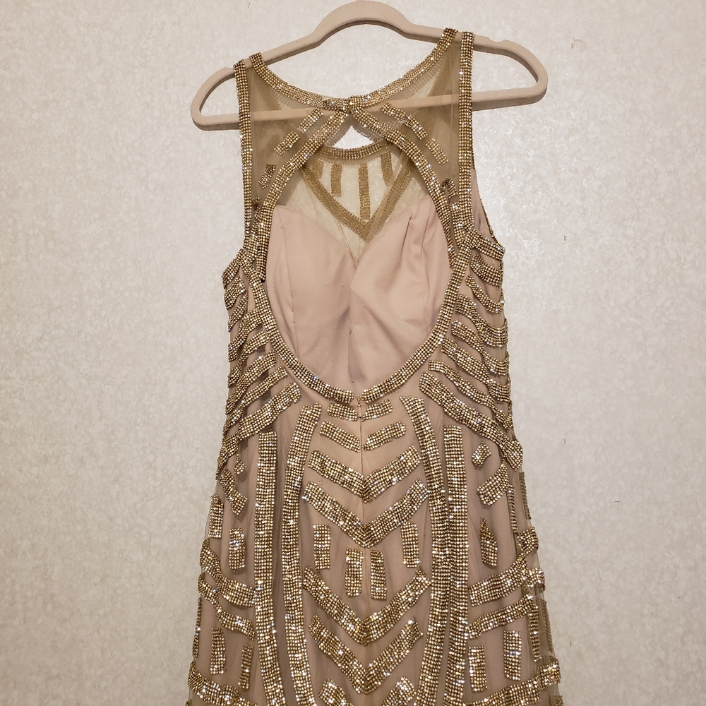 PARTY GOLD LONG DRESS WITH RHINESTONE SIZE 2XL - Picture 6 of 16